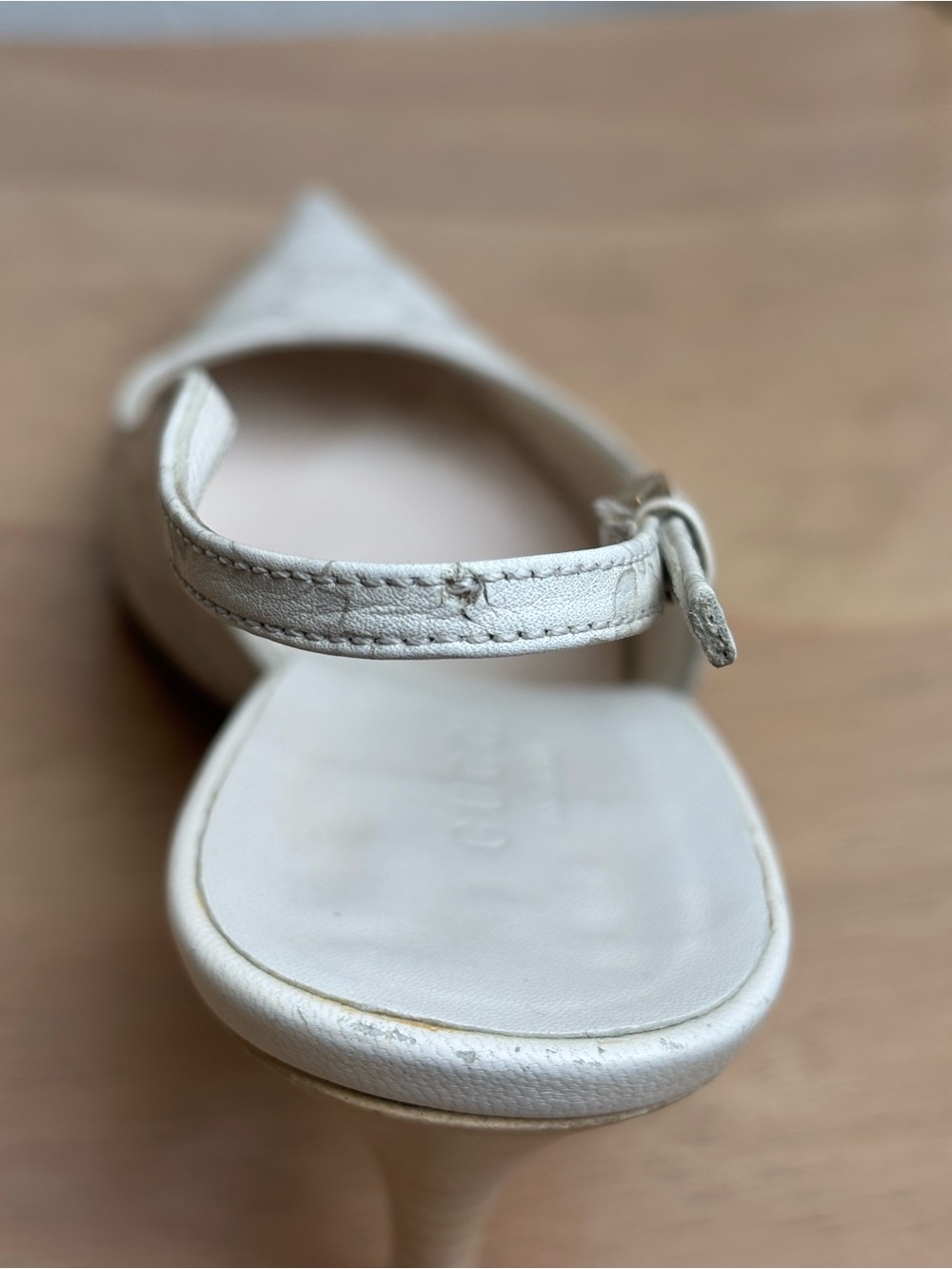 Gucci Tom Ford Era White Leather Slingback Kitten Heels GG Guccisima Pointed Toe - Picture 4 of 8